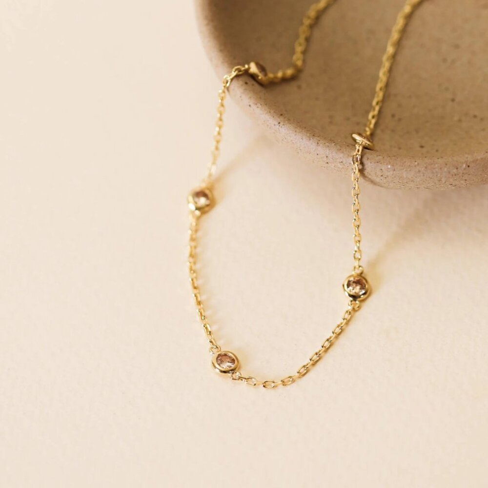 JaxKelly *Waterproof* Champagne Stone Gold Necklace